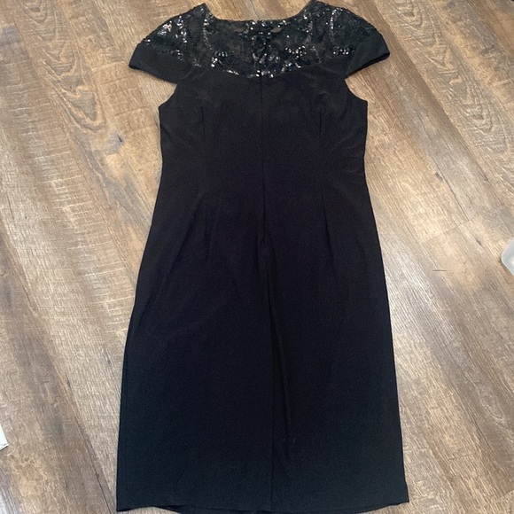 ENFOCUS STUDIOS LACE AND SEQUIN TOP FULL BACK ZIPPER SHORT SLEEVE DRESS SZ 16 - Picture 8 of 15